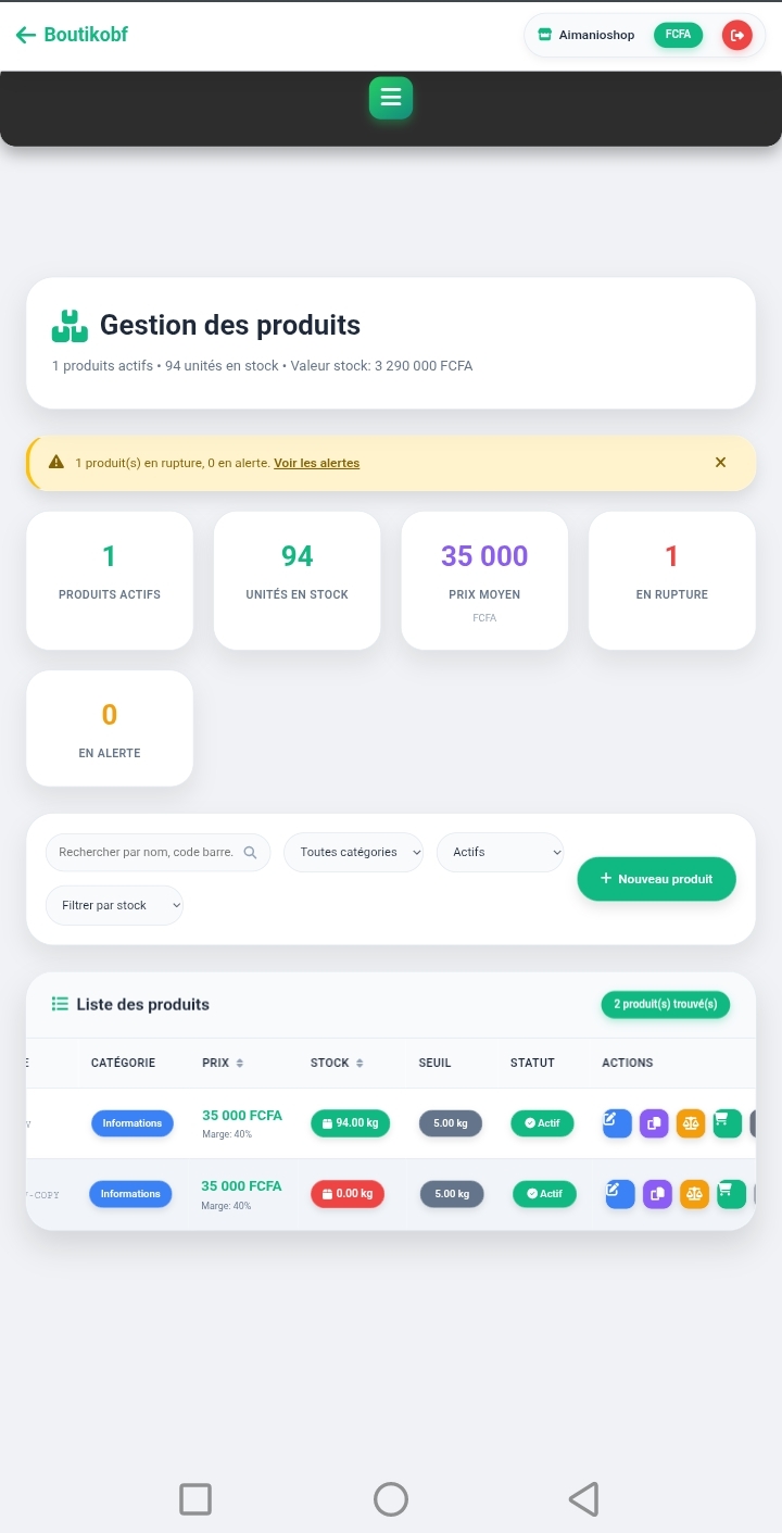 Gestion de stock Boutikobf